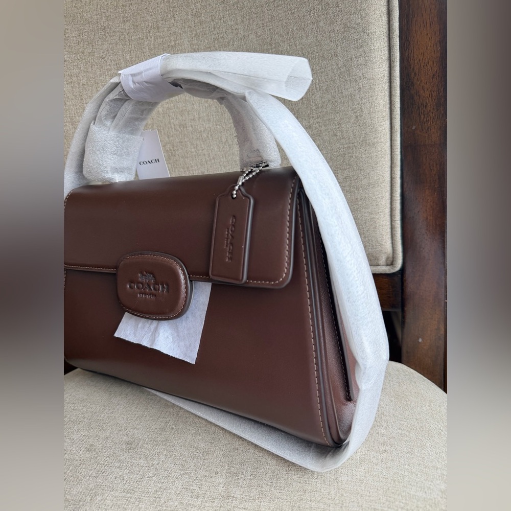 NWT！COACH ELIZA 2-WAY TOP HANDLE BAG（COACH CT852）SILVER/MAPLE fast shipping - Picture 3 of 15